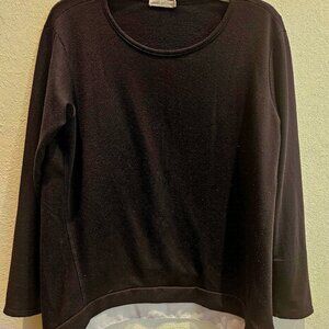 Lagenlook Anthropologie L Black long Sleeve Minamalist Boxy chiffon Witchy